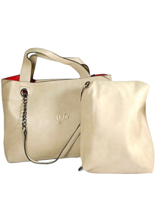 TOTE CON BOLSO EXTRAÍBLE  BEIGE